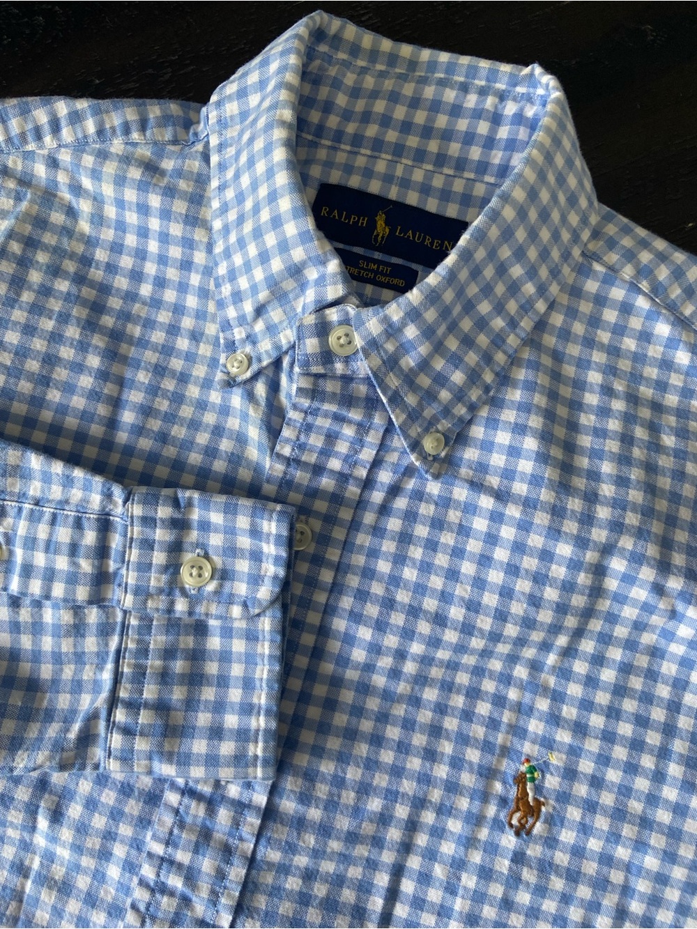 Ralph Lauren Light Blue and White Gingham Button-Down Shirt